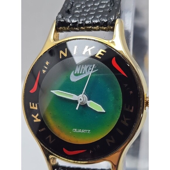 Womens Nike Air Mood Watch Green Color Changing Dial Gold Tone New Battery USA - Picture 4 of 11